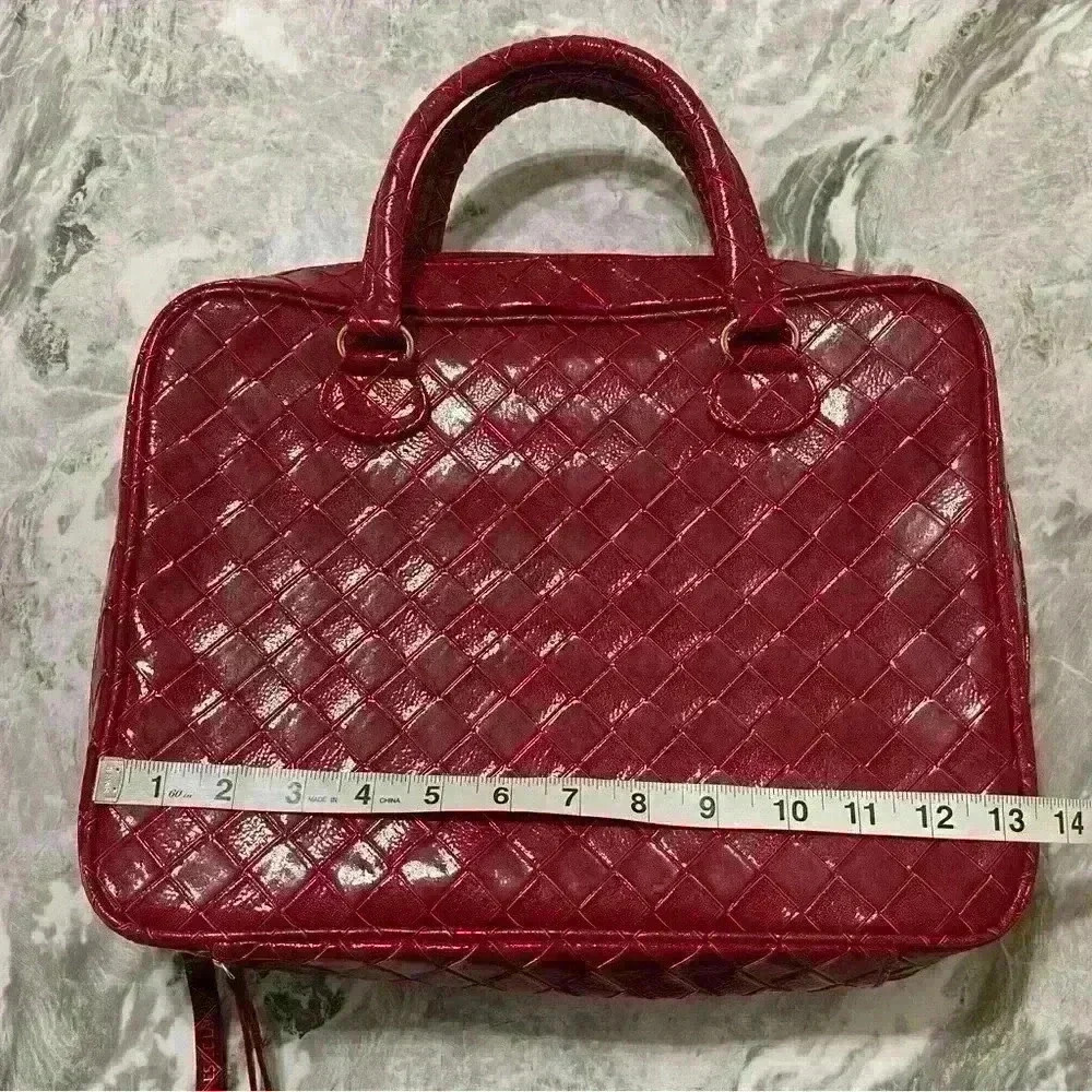 Estee Lauder Red Brick Beauty Makeup Travel Bag Cosmetic Case Purse Tote 13.5" - Picture 8 of 8